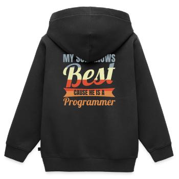 My Son Knows Best He Is A Programmer - Kids Premium Organic Zip-up Hoodie - black - Back - AI Model Kid Male (0cm)