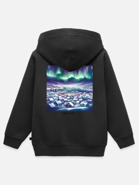 Tromsø Winterlandschaft Skandinavien Norwegen - Kinder Premium Organic Zip Hoodie - Schwarz