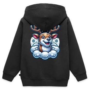 Rentier Schnee - Kinder Premium Organic Zip Hoodie - Schwarz - Hinten - AI Model Kid Male (0cm)