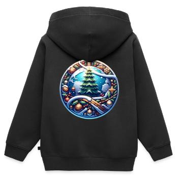 Welt Weihnachtsbaum Weihnachtsstern Weihnachten - Kinder Premium Organic Zip Hoodie - Schwarz - Hinten - AI Model Kid Male (0cm)
