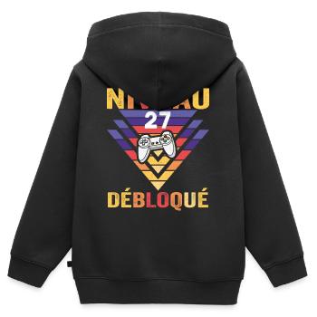 Level 27 Freigeschaltetes Geschenk 27 Jahre Gamer Geek Lustig - Kinder Premium Organic Zip Hoodie - Schwarz - Hinten - AI Model Kid Male (0cm)