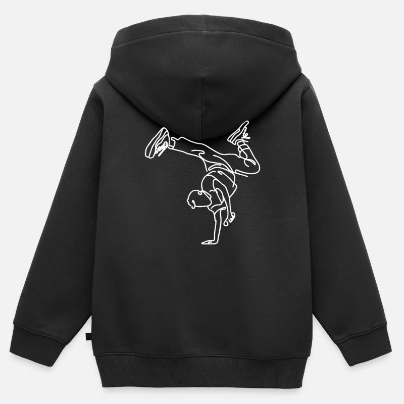 Breakdance garçon dessin - Sweat Premium à capuche zippé enfant bio - noir