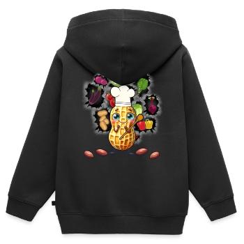 Erdnuss Koch Köche Köchin Gemüse Vegetarisch - Kinder Premium Organic Zip Hoodie - Schwarz - Hinten - AI Model Kid Male (0cm)