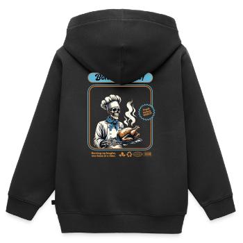 Cuisinier de dinde squelette - Sweat Premium à capuche zippé enfant bio - noir - Dos - AI Model Kid Male (0cm)