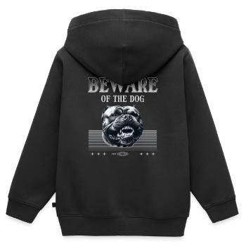 Attention au chien - Sweat Premium à capuche zippé enfant bio - noir - Dos - AI Model Kid Male (0cm)