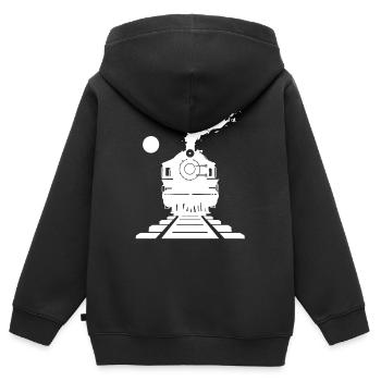 Railway Sketch - Kids Premium Organic Zip-up Hoodie - black - Back - AI Model Kid Male (0cm)