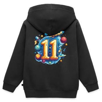 Espace 11e anniversaire - Sweat Premium à capuche zippé enfant bio - noir - Dos - AI Model Kid Male (0cm)