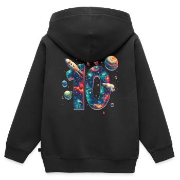 Espace 10e anniversaire - Sweat Premium à capuche zippé enfant bio - noir - Dos - AI Model Kid Male (0cm)
