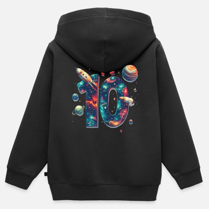 Espace 10e anniversaire - Sweat Premium à capuche zippé enfant bio - noir