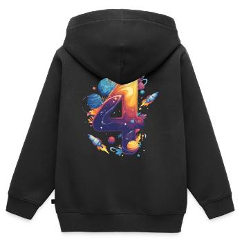 Espace 4e anniversaire - Sweat Premium à capuche zippé enfant bio - noir - Dos - AI Model Kid Male (0cm)