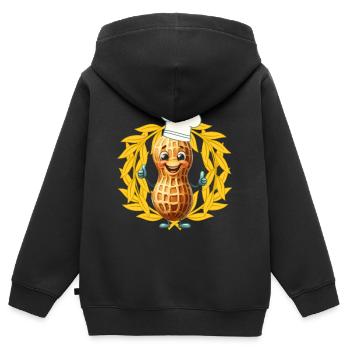 Erdnuss Koch Köche Köchin Daumen hoch Kochkunst - Kinder Premium Organic Zip Hoodie - Schwarz - Hinten - AI Model Kid Male (0cm)