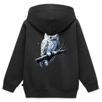 Eule Schleiereule Kauz Uhu Owl Süße Eulen - Kinder Premium Organic Zip Hoodie - Schwarz - Hinten - AI Model Kid Male (0cm)