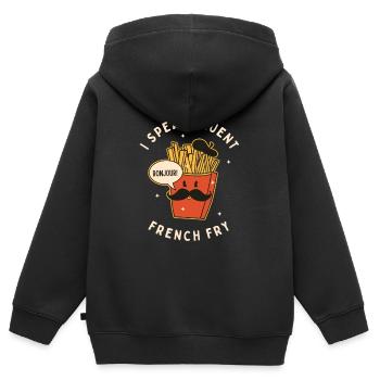I Speak Fluent French Fry - Kids Premium Organic Zip-up Hoodie - black - Back - AI Model Kid Male (0cm)