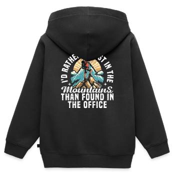 SE PERDRE DANS LES MONTAGNES QUE DANS LE BUREAU - Sweat Premium à capuche zippé enfant bio - noir - Dos - AI Model Kid Male (0cm)