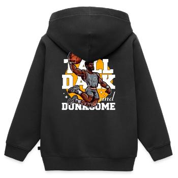 GROSS, DUNKEL UND DUNKEL - Kinder Premium Organic Zip Hoodie - Schwarz - Hinten - AI Model Kid Male (0cm)