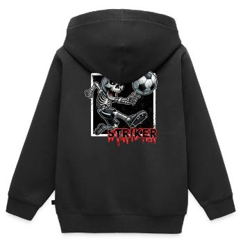STRIKER SOCCER - SKELETON - Kids Premium Organic Zip-up Hoodie - black - Back - AI Model Kid Male (0cm)
