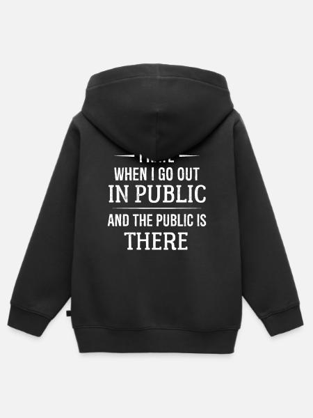 Odio cuando salgo en público - Sudadera Premium con capucha y cremallera infantil orgánica - negro