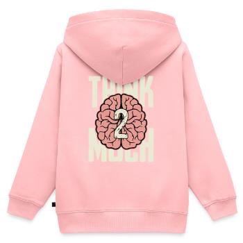 people think 2 much - Kids Premium Organic Zip-up Hoodie - rose - Back - AI Model Kid Female (0cm)