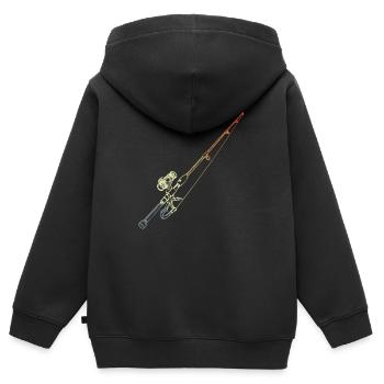Style rétro ange - Sweat Premium à capuche zippé enfant bio - noir - Dos - AI Model Kid Male (0cm)