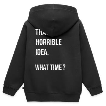 C’est une idée horrible de quelle heure drôle de chemise - Sweat Premium à capuche zippé enfant bio - noir - Dos - AI Model Kid Male (0cm)