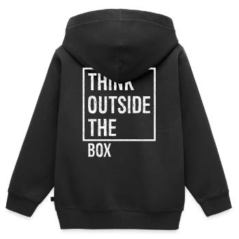 think outside the box - Kids Premium Organic Zip-up Hoodie - black - Back - AI Model Kid Male (0cm)