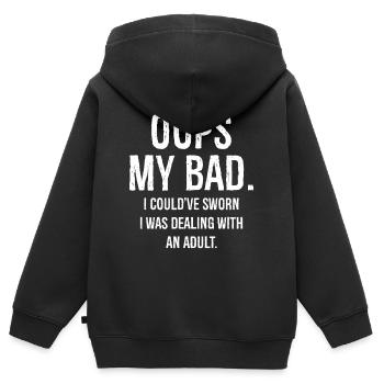 oups mon mauvais, j’aurais juré que je m’occupais - Sweat Premium à capuche zippé enfant bio - noir - Dos - AI Model Kid Male (0cm)
