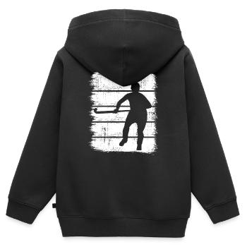 Feldhockeyspieler - Kinder Premium Organic Zip Hoodie - Schwarz - Hinten - AI Model Kid Male (0cm)