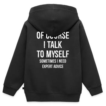 Of Course I Talk to Myself - Kinder Premium Organic Zip Hoodie - Schwarz - Hinten - AI Model Kid Male (0cm)