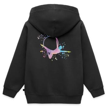 Anneau aérien Aerialist Anneau d’air Lyra - Sweat Premium à capuche zippé enfant bio - noir - Dos - AI Model Kid Male (0cm)
