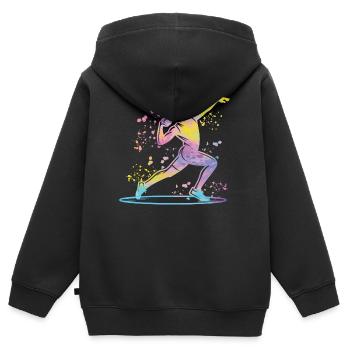 Lanceur de poids Colorsplash Lancer de poids - Sweat Premium à capuche zippé enfant bio - noir - Dos - AI Model Kid Male (0cm)