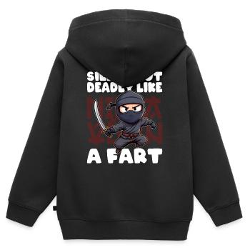 SILENCIEUX MAIS MORTEL COMME UN PET - Sweat Premium à capuche zippé enfant bio - noir - Dos - AI Model Kid Male (0cm)