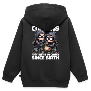 COUSINS UND COUSINEN VON GEBURT AN PARTNER IN CRIME - Kinder Premium Organic Zip Hoodie - Schwarz - Hinten - AI Model Kid Male (0cm)
