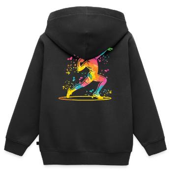 Lanceur de poids Colorsplash Lancer de poids - Sweat Premium à capuche zippé enfant bio - noir - Dos - AI Model Kid Male (0cm)