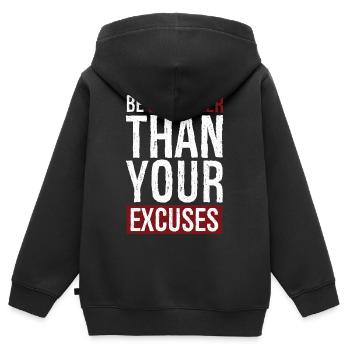 Soyez plus fort que vos excuses - Sweat Premium à capuche zippé enfant bio - noir - Dos - AI Model Kid Male (0cm)