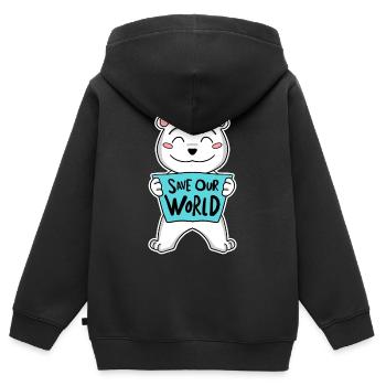 Bär Climate Climate Protection Protection - Kids Premium Organic Zip-up Hoodie - black - Back - AI Model Kid Male (0cm)