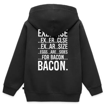 Exercice bacon - Sweat Premium à capuche zippé enfant bio - noir - Dos - AI Model Kid Male (0cm)