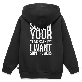 screw your lab safety - Kinder Premium Organic Zip Hoodie - Schwarz - Hinten - AI Model Kid Male (0cm)