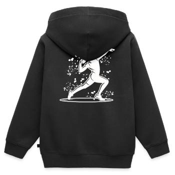 Lanceur de poids Colorsplash Lancer de poids - Sweat Premium à capuche zippé enfant bio - noir - Dos - AI Model Kid Male (0cm)