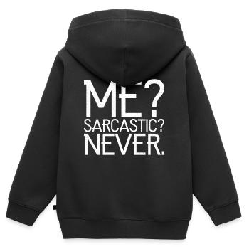 ich sarkastisch, nie - Kinder Premium Organic Zip Hoodie - Schwarz - Hinten - AI Model Kid Male (0cm)