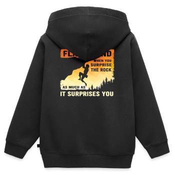 Boulderer Flash Send Bouldern - Kinder Premium Organic Zip Hoodie - Schwarz - Hinten - AI Model Kid Male (0cm)