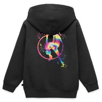 Anneau aérien Aerialist Anneau d’air Lyra - Sweat Premium à capuche zippé enfant bio - noir - Dos - AI Model Kid Male (0cm)