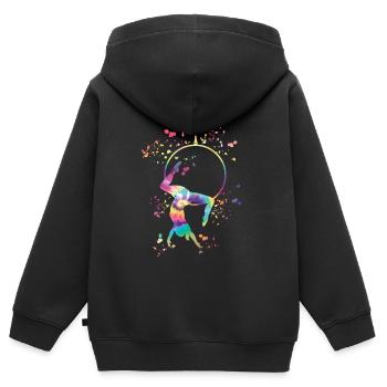 Anneau aérien Aerialist Anneau d’air Lyra - Sweat Premium à capuche zippé enfant bio - noir - Dos - AI Model Kid Male (0cm)