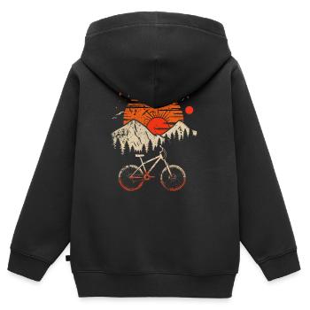 VTT style rétro - Sweat Premium à capuche zippé enfant bio - noir - Dos - AI Model Kid Male (0cm)