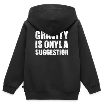Schwerkraft Ist Nur Ein Vorschlag Boulderer - Kinder Premium Organic Zip Hoodie - Schwarz - Hinten - AI Model Kid Male (0cm)