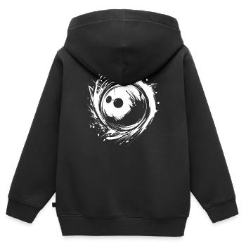Boule de bowling - Sweat Premium à capuche zippé enfant bio - noir - Dos - AI Model Kid Male (0cm)