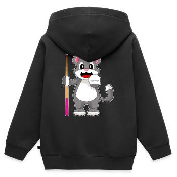 Katze Billiard Queue - Kinder Premium Organic Zip Hoodie - Schwarz - Hinten - AI Model Kid Male (0cm)