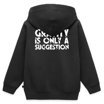 Schwerkraft Ist Nur Ein Vorschlag Boulderer - Kinder Premium Organic Zip Hoodie - Schwarz - Hinten - AI Model Kid Male (0cm)