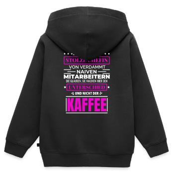 Stolze Chefin Von Verdammt Naiven Mitarbeitern - Kinder Premium Organic Zip Hoodie - Schwarz - Hinten - AI Model Kid Male (0cm)