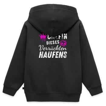 Bin Die Stolze Chefin Dieses Verrückten Haufens - Kinder Premium Organic Zip Hoodie - Schwarz - Hinten - AI Model Kid Male (0cm)