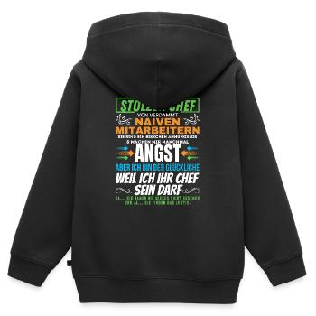 stolzer Chef von verdammt naiven Mitarbeitern - Kinder Premium Organic Zip Hoodie - Schwarz - Hinten - AI Model Kid Male (0cm)